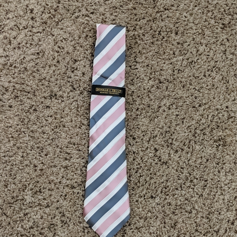 Donald J Trump SC Pink White Stripe Silk Necktie